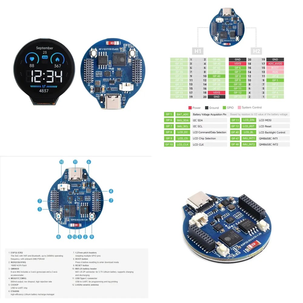 Esp32 S3 - ESP32-S3 LCD 개발 보드 1.28인치 IPS